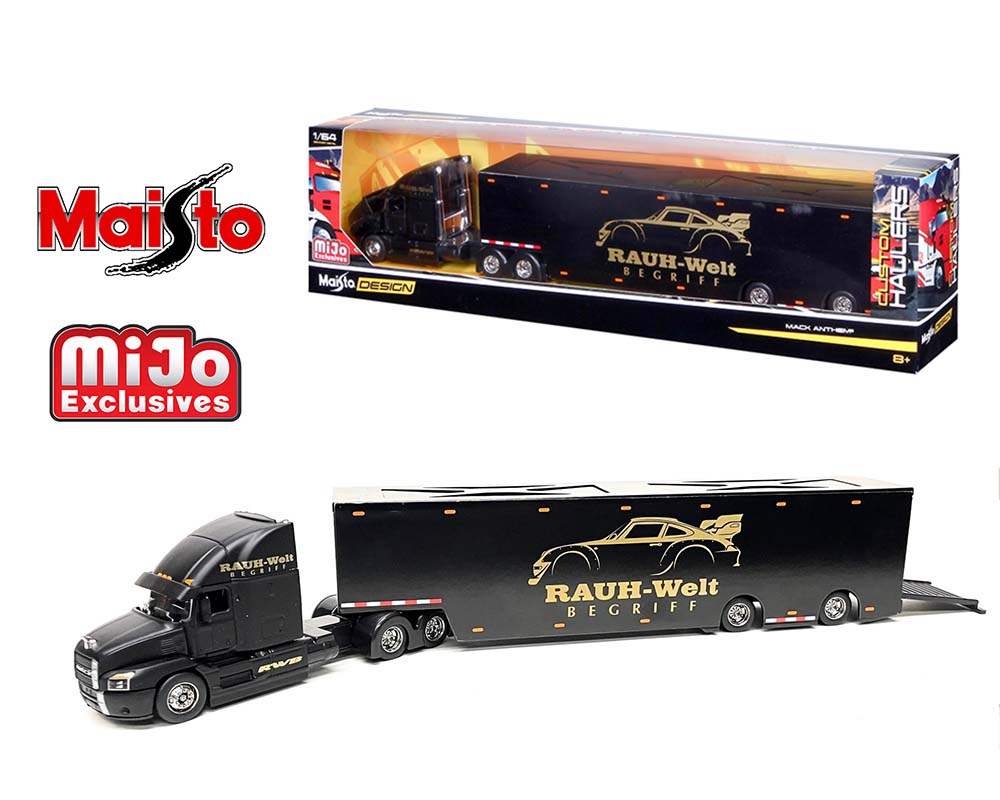 Maisto 1:64 Mack Anthem Enclosed Transporter RWB -Design Custom Hauler –