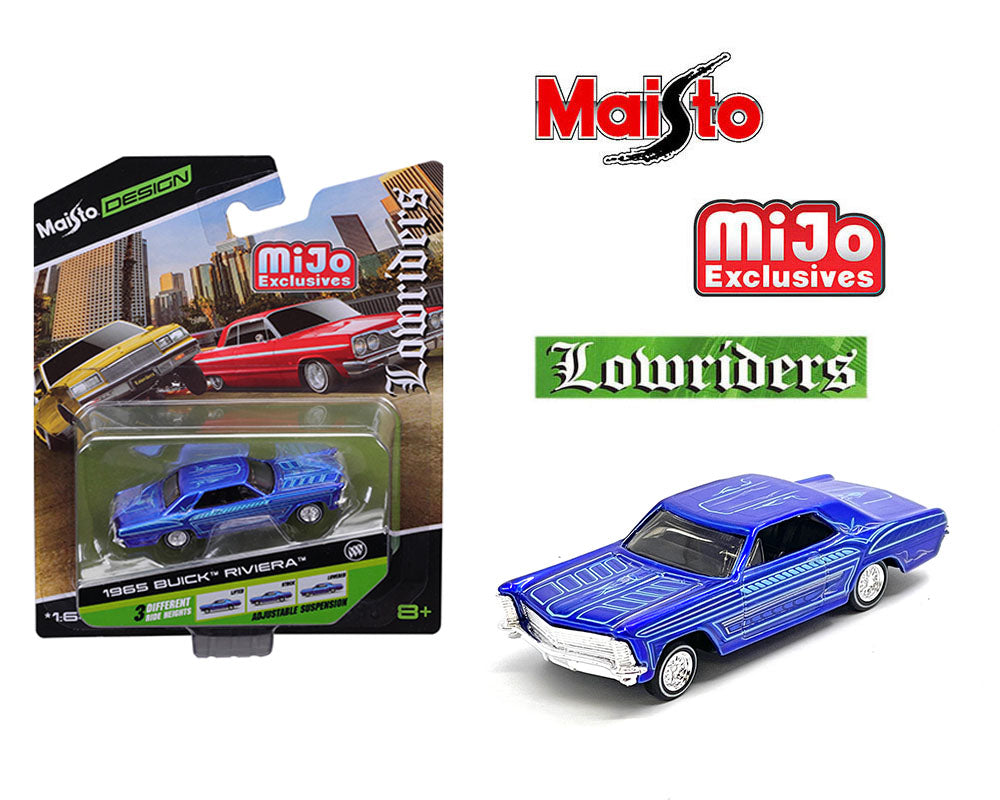 Maisto 1:64 1987 Buick Riviera – Metallic Blue – Design Lowriders