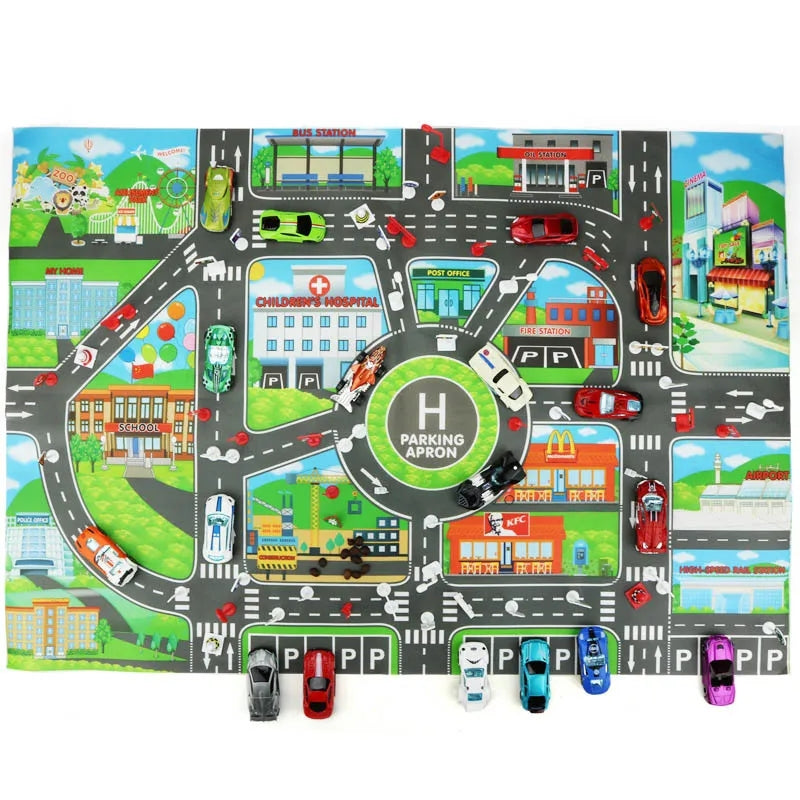 Alfombra de carretera para niños, mapa de coche de tráfico, juguete educativo para niños y niñas, alfombra de carretera, tapete de juego