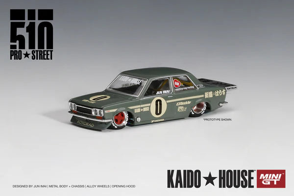 Mini GT X Kaido House 001 Datsun 510 Pro Street OG Green