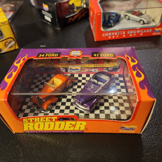 1998 Hot Wheels Collectibles Street Rodder 2 Car Set  ‘34 and ‘47 Ford LE #A1025
