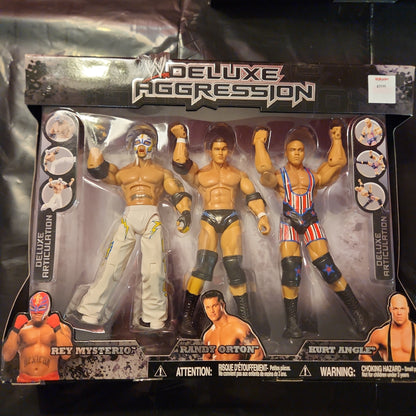 2007 WWE Jakks Pacific Deluxe Aggression Multipacks Series 1 Rey Mysterio, Randy Orton & Kurt Angle [Exclusive]