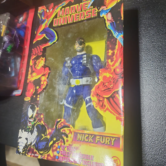 1997 Toybiz Marvel Universe NICK FURY Figura de acción de lujo de 10 pulgadas Nuevo en caja