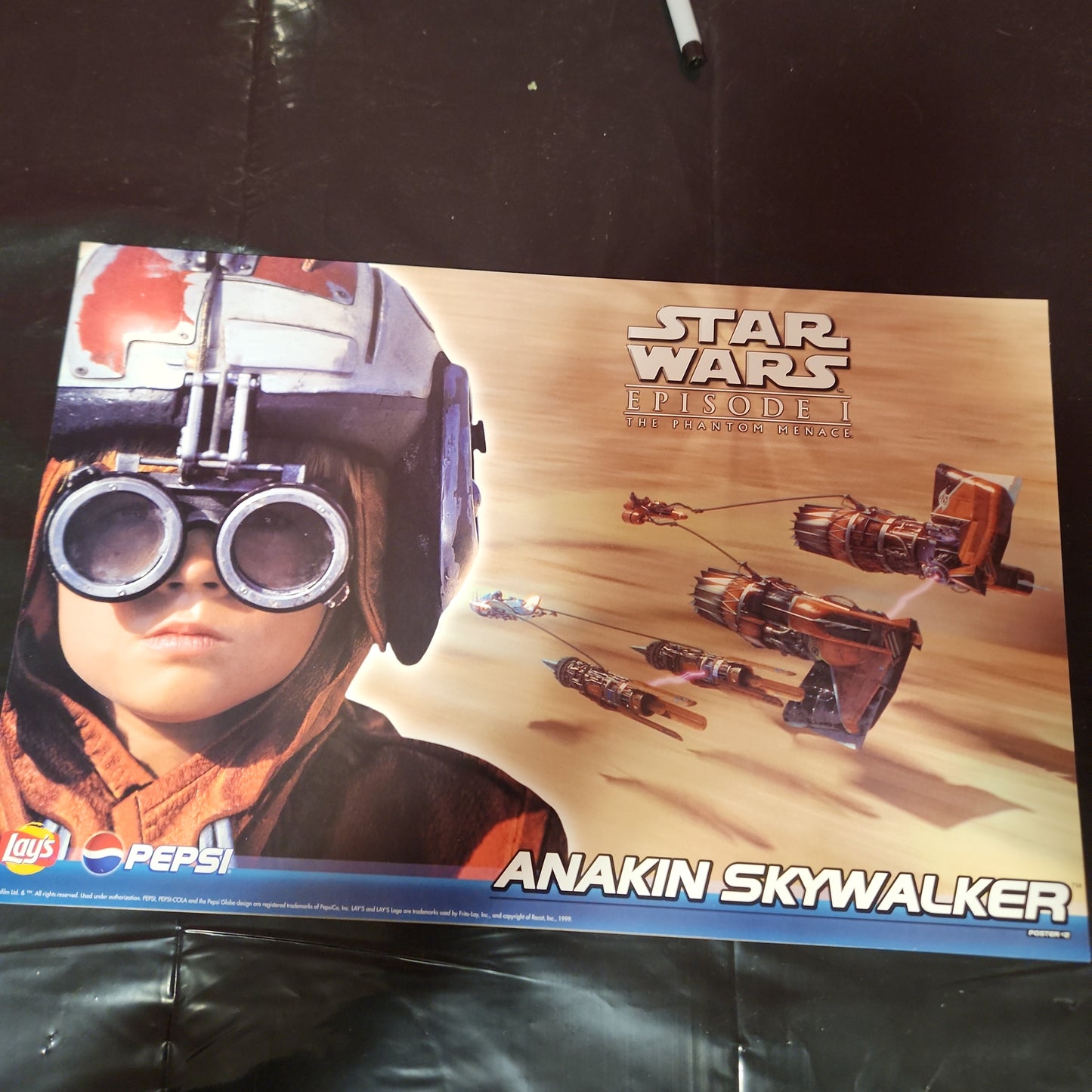 Paquete de 3 carteles promocionales originales de Star Wars Ep 1 de 1999 de ANAKIN SKYWALKER, DARTH MAUL y QUEEN AMIDALA 17 x 11 de LAY'S PEPSI