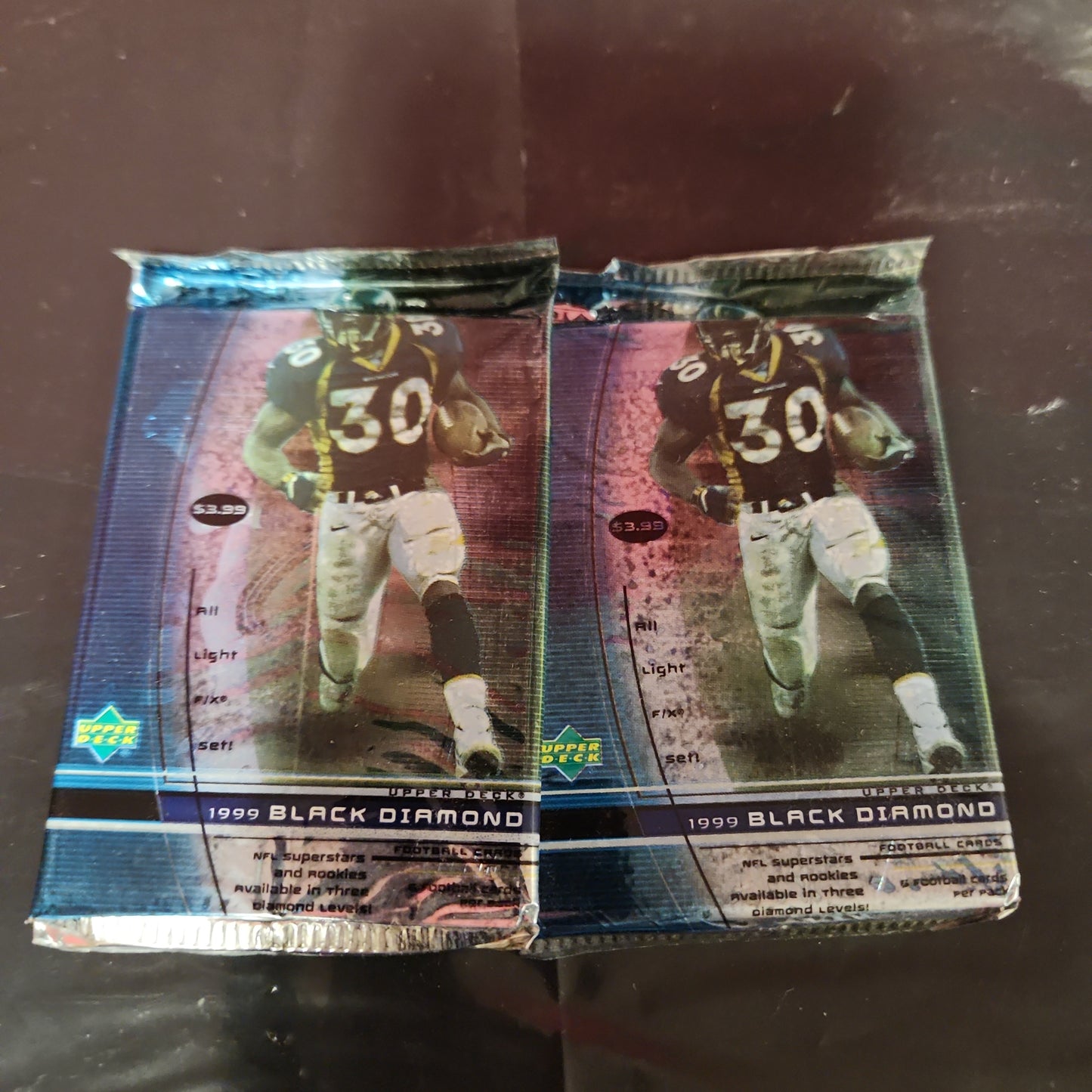 Paquetes UD Black Diamond NFL de 1999: lote de 2 sellados de fábrica