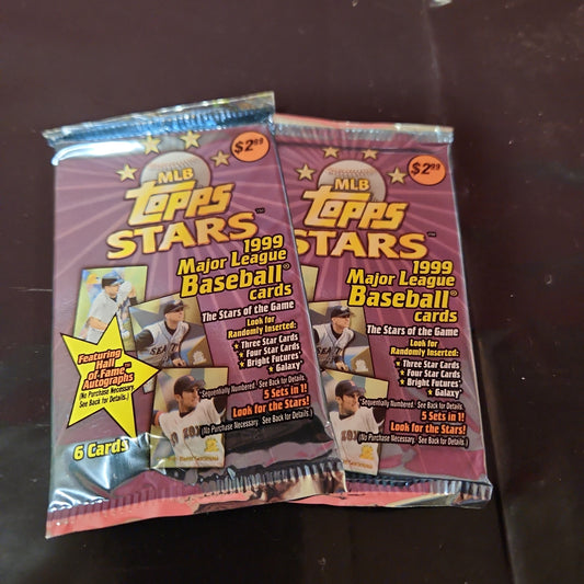 MLB Topps STARS, paquete de tarjetas de béisbol de 1999, ¡sellado de fábrica! 2 paquetes