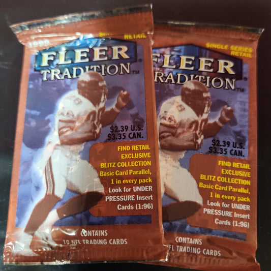 1999 Fleer Tradition Football Paquete sellado sin abrir 10 tarjetas NFL Cards x2