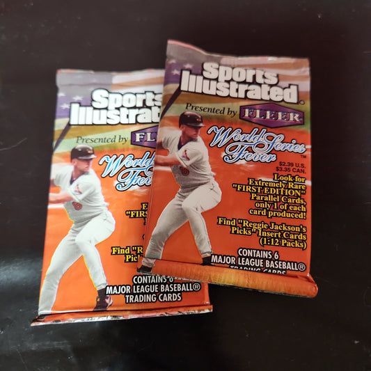 2 x 1998 MLB Fleer Sports Illustrated World Series Fever Tarjetas de béisbol Paquete Tarjetas MLB selladas