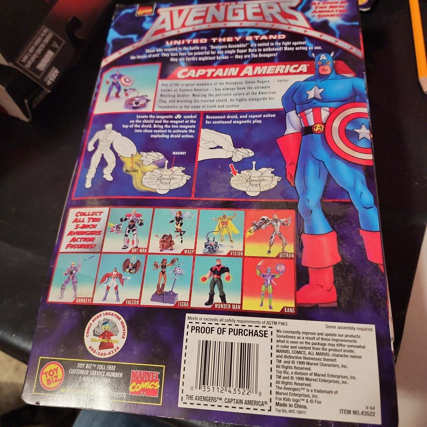 Capitán América Los Vengadores Figura de acción Toy Biz 1999 NUEVO Sellado