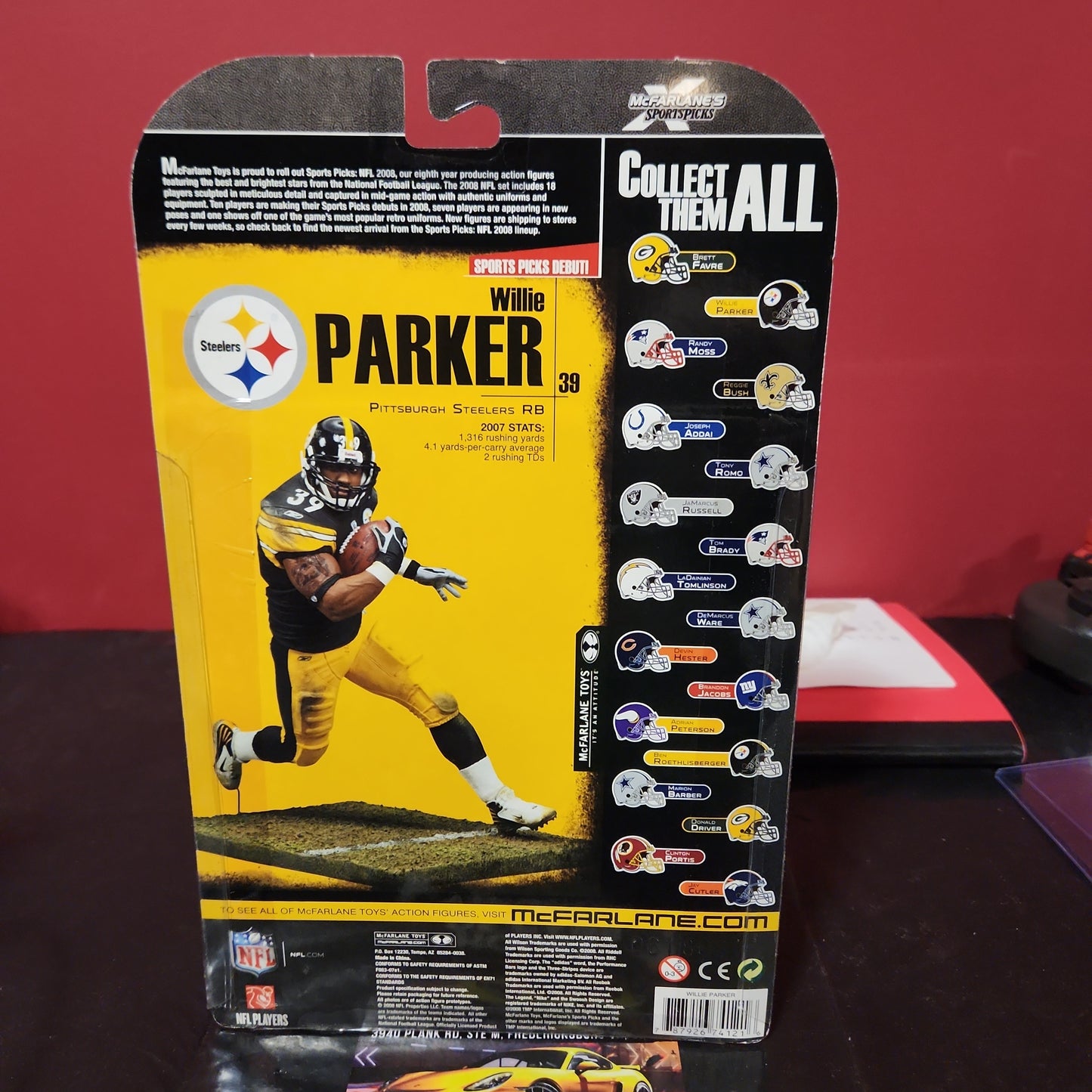 Willie Parker Pittsburgh Steelers Figura de acción 2008 McFarlane NFL Serie 17