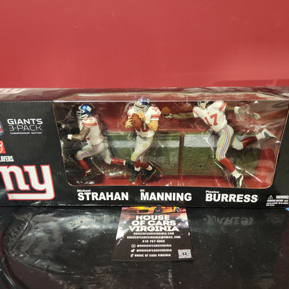 McFarlane NY Giants Paquete de 3 Edición Campeonato Strahan Manning Burress