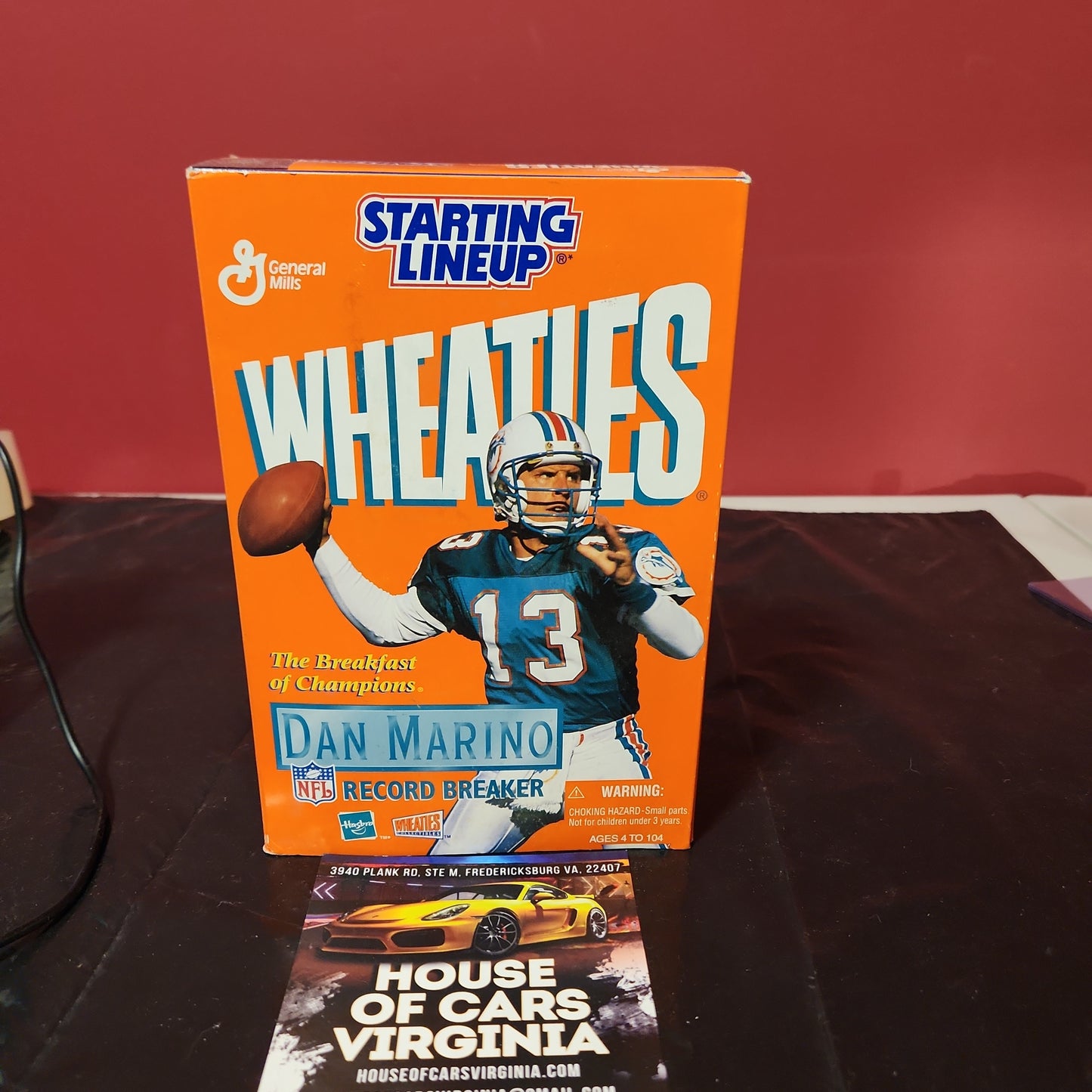 1999 Alineación inicial Wheaties Dan Marino Figura de acción y tarjeta SELLADA