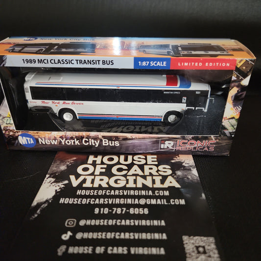 Servicio de autobús de Nueva York Manhattan Express MCI Classic Transit Bus modelo a escala 1/87