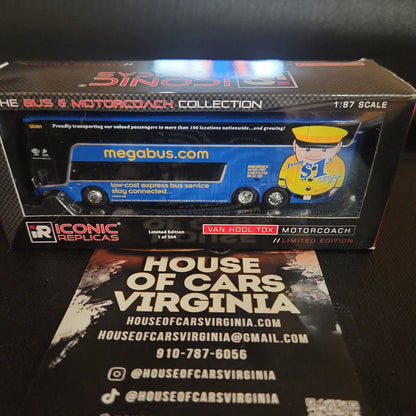 Megabus M22 New York to Boston - 1/87 Scale Van Hool TDX Double Decker Bus Model