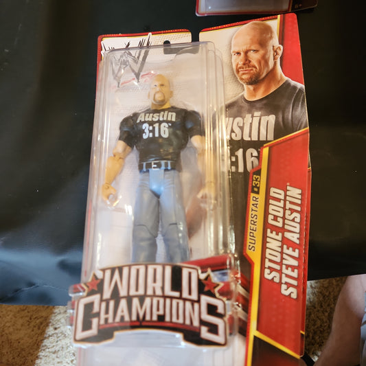 NEW Mattel WWE World Champions Stone Cold Steve Austin 3:16 Wrestling Figure WWF