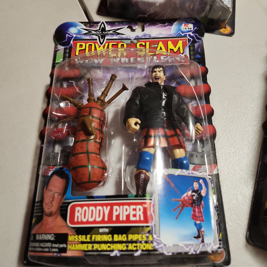 NIP 2000 WCW Power Slam Rowdy Roddy Piper  Hot Rod Action Figure Toybiz WWF WWE