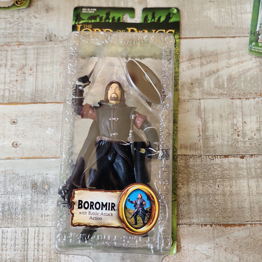 Lord of the Rings Action Figure Boromir LOTR Toybiz Horn of Gondor Shield FOTR