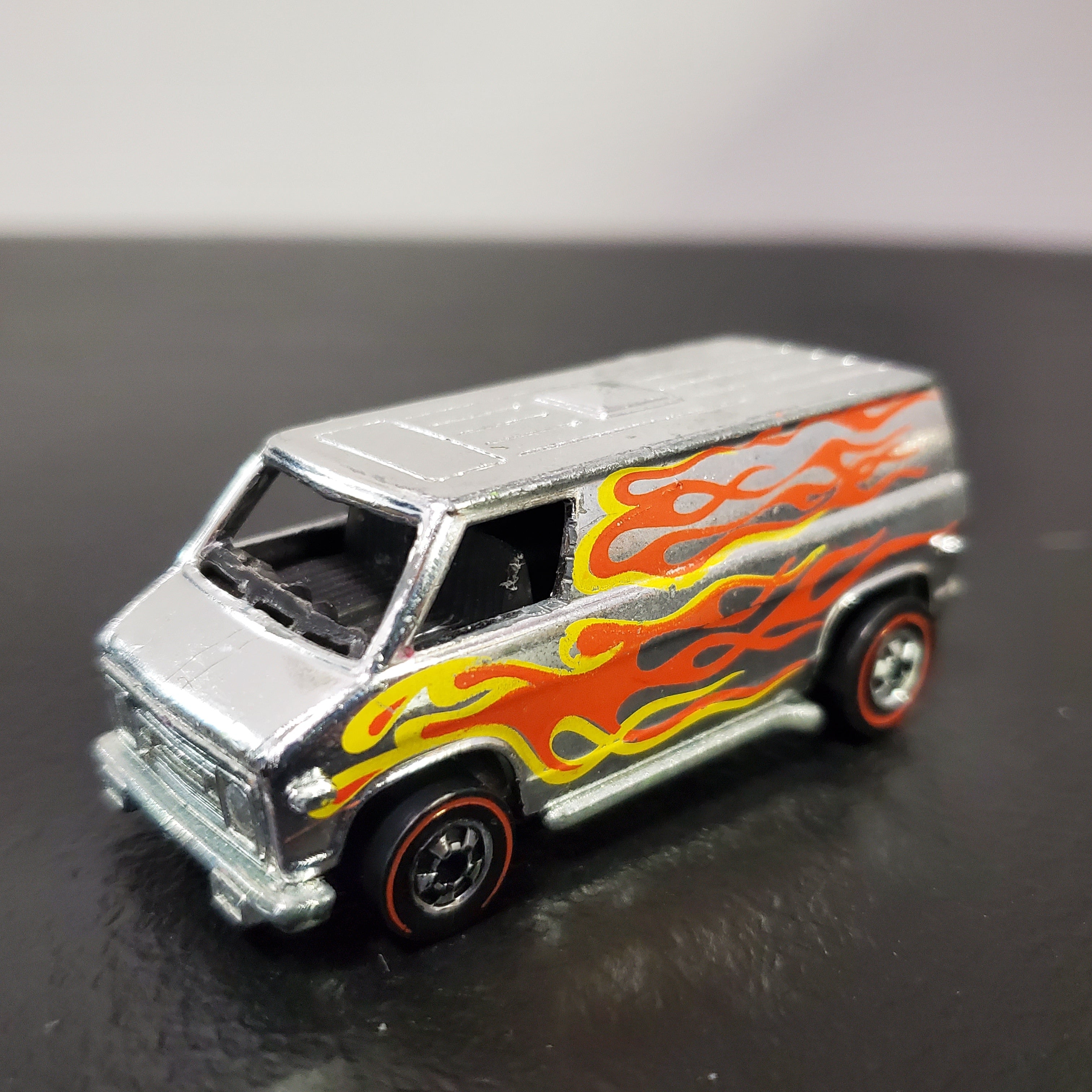 Hotwheels Vintage 1975 Redline store Super Chromes Super Van Silver With Flames