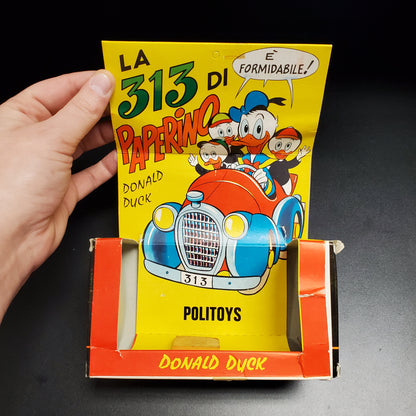 Vintage Politoys Paperino Pato Donald &amp; Sobrinos 313 Coche de Juguete #554 Italia