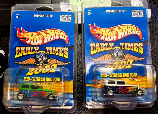 Lot of 2nHot Wheels 55760 Midnight Otto Early Times Hot Rod Black and Green