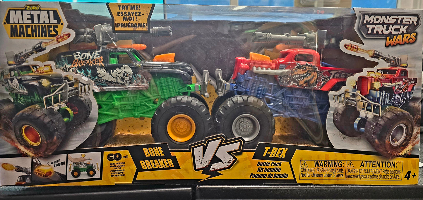 Zuru Metal Machines Monster Truck Wars 2-pack Bine Breaker Vs. T-rex