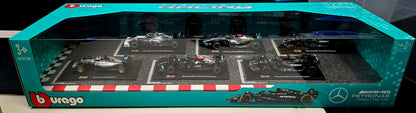 Burago 1/43 Mercedes AMG Petronas Racing Formula 1 F1 Diecast Car Toy Set, NIB