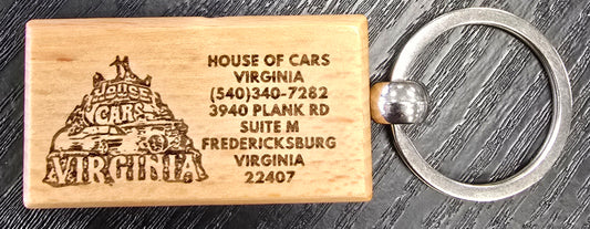 House of Cars Virginia Laser Engraved Wood Keychain