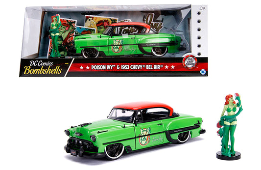 Jada 1:24 1953 Chevrolet Bel Air With Poison Ivy Figure – DC Comics Bombshells – Hollywood Rides