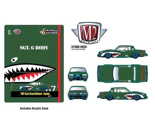 (Preorder) M2 Machines 1:64 1987 Buick Grand National Shark Mouth – Primer Green – Hobby Exclusives