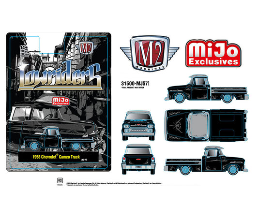 (Preorder) M2 Machines 1:64 1958 Chevrolet Cameo Pickup Truck Lowriders Limited Edition – Black