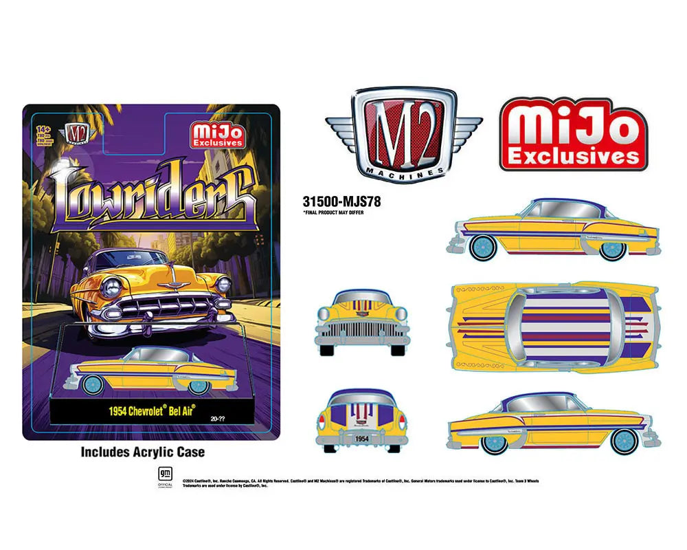 (Preorder) M2 Machines 1:64 1954 Chevrolet Bel Air Lowriders Limited Edition – Metallic Yellow