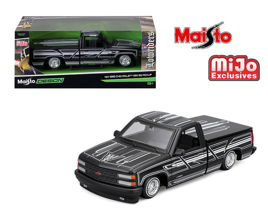 Maisto 1:24 1993 Chevrolet 454 SS Pickup Lowrider – Black – Design Lowriders – MiJo Exclusives