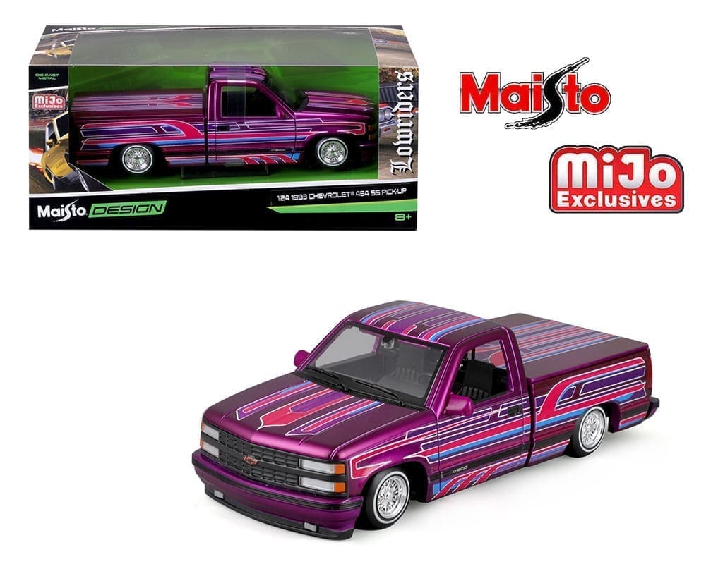 Maisto 1:24 1993 Chevrolet 454 SS Pickup Lowriders – Metallic Purple – Design Lowriders – Mijo Exclusives