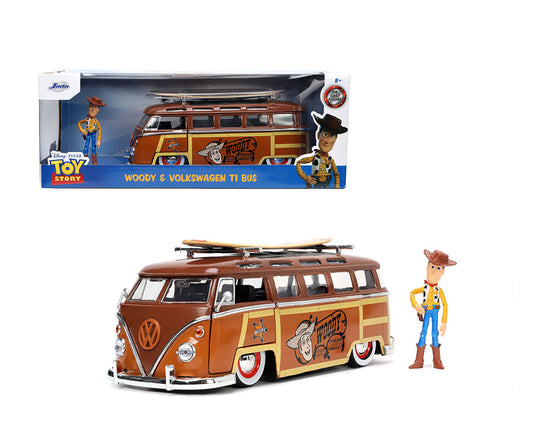 Jada 1:24 1962 Volkswagen T1 Bus with Woody Figure – Disney Pixar Toy Story – Hollywood Rides