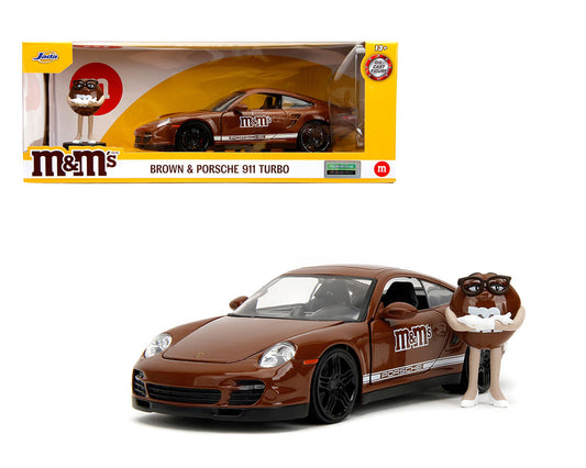 Jada 1:24 2007 Porsche 911 Turbo with Brown Figure – M&M’s – Hollywood Rides