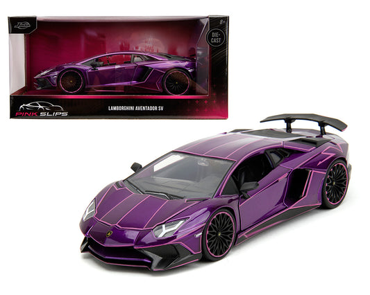 Jada 1:24 Lamborghini Aventador SV – Candy Purple with Pink Lines – Pink Slips