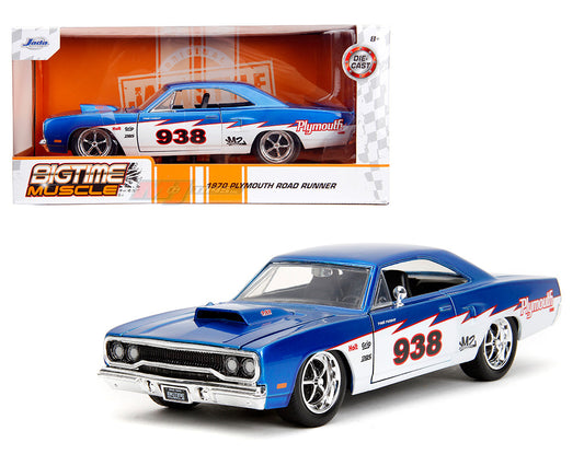 Jada 1:24 1970 Plymouth Road Runner – Candy Blue and White – Bigtime Muscle