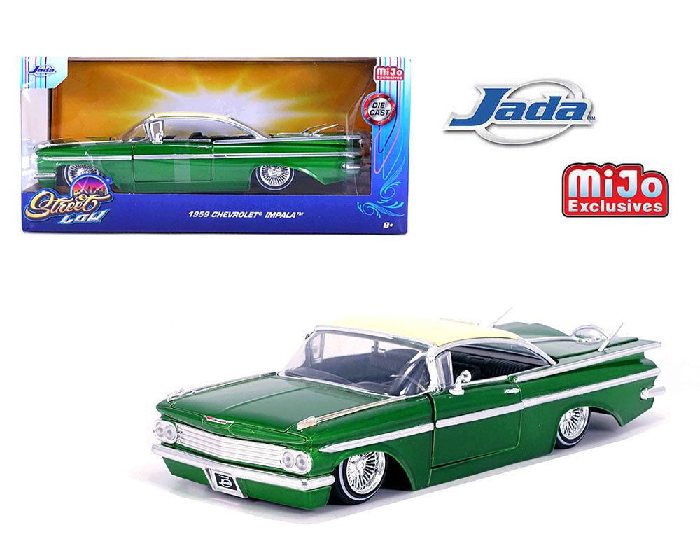 Jada 1:24 1959 Chevrolet Impala SS Lowrider Wire Wheels – Two-Tone (Green) – Street Low – MiJo Exclusives