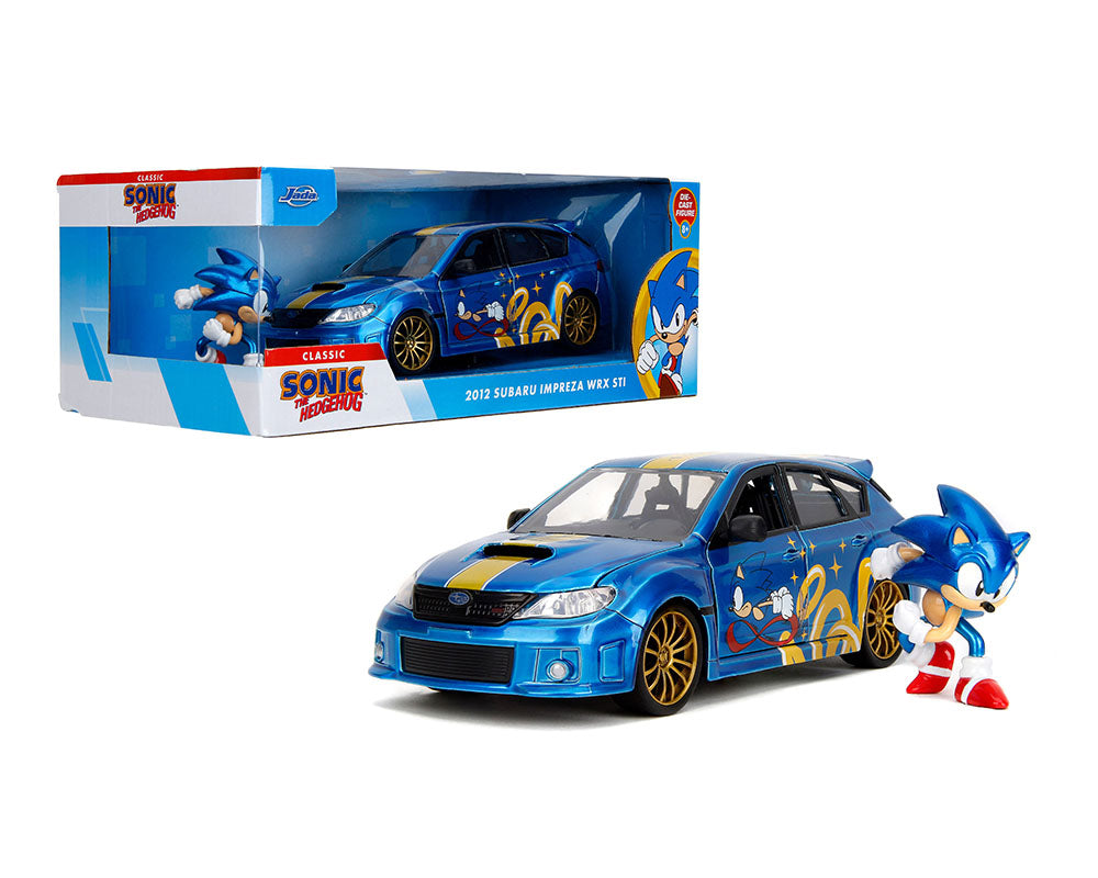 Jada 1:24 2012 Subaru Impreza WRX STI with Sonic Figure – Classic Sonic The Hedgehog – Hollywood Rides