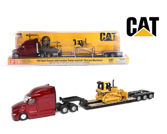 CAT 1:87 Peterbilt Model 579 UltraLoft Tandem Tractor with Lowboy Trailer and Cat D5M Dozer