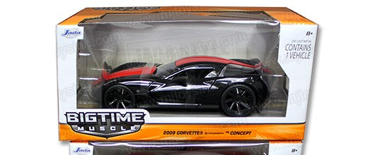Jada 1:24 2009 Chevrolet Corvette Stingray Concept with Stripes (Black) -Bigtime Muscle