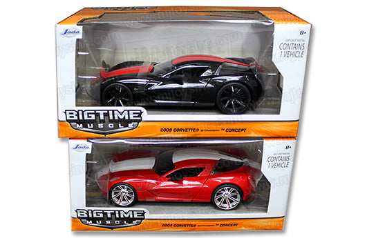 Jada 1:24 2009 Chevrolet Corvette Stingray Concept with Stripes (Red) -Bigtime Muscle