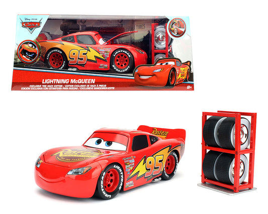 Jada 1:24 Cruising Lightning McQueen with Tire Rack – Pixar Disney Cars – Hollywood Rides