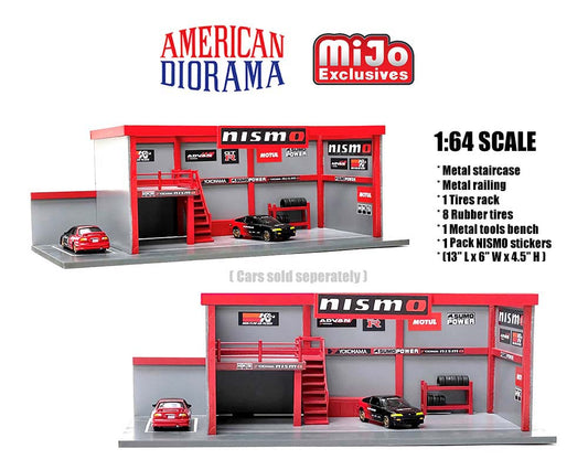 American Diorama 1:64 MiJo Exclusives Garage Diorama with Advan Yokohama Stickers Included Limited 2,400