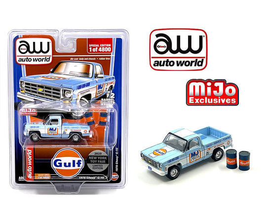 Auto World 1:64 1978 Chevrolet C10 Gulf Oil 2023 New York Toy Fair Special Limited 4,800 Piezas – Mijo Exclusives
