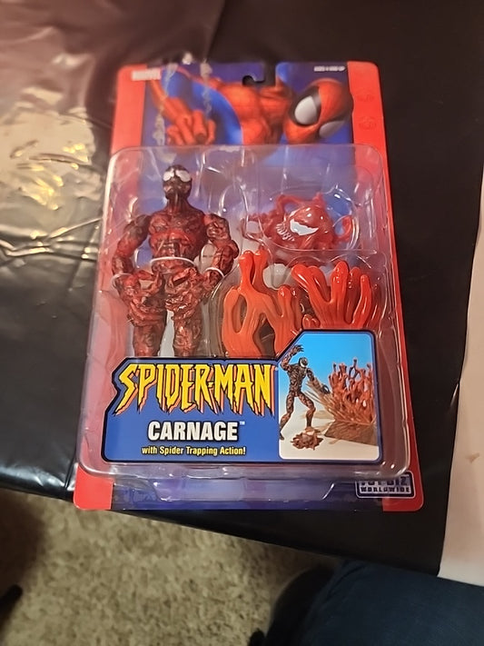 SPIDER-MAN CARNAGE WITH SPIDER TRAPPING ACTION!  RARE ACTION FIGURE