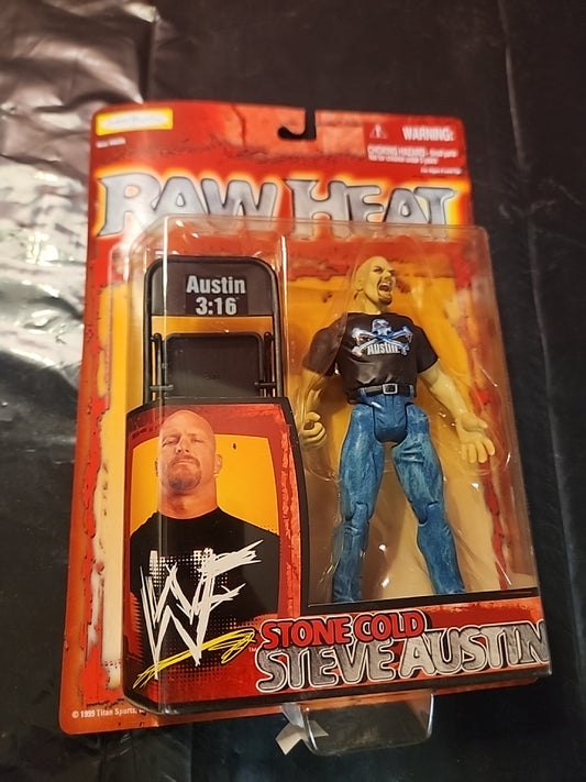 Stone Cold Steve Austin Figura de lucha libre 1999 WWE WWF Jakks Pacific Raw Heat