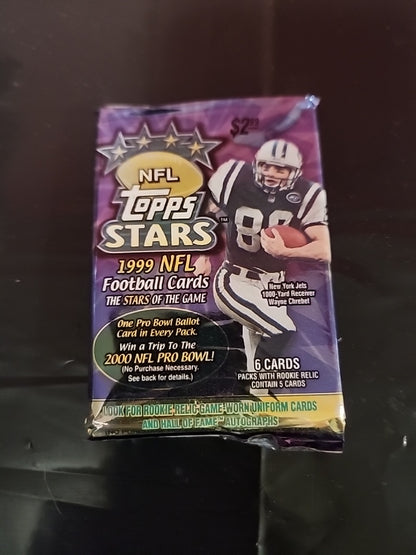 1999 Topps Stars HTA Hobby Pack Look4 Moss Roger Staubach Bradshaw AUTO Manning x 2 packs NFL Cards