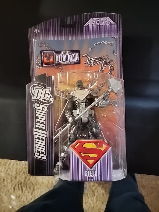 DC Super Heroes S3 Select Sculpt Series STEEL Figure With Diorama New In Box