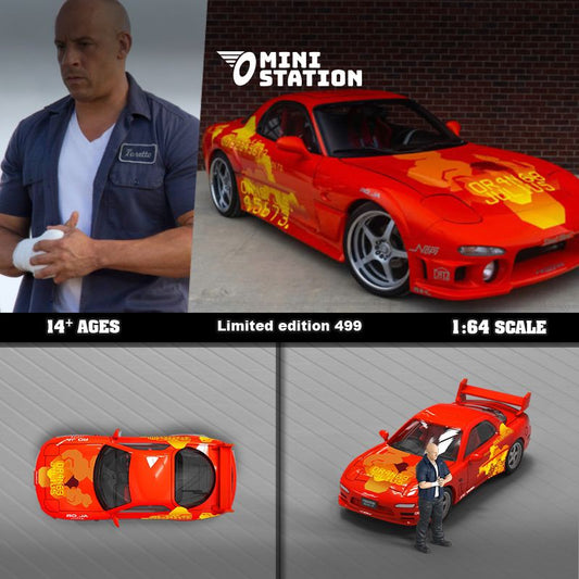 Mini Station 1/64 RX-7 Orange Fast & Furious
W/figurine